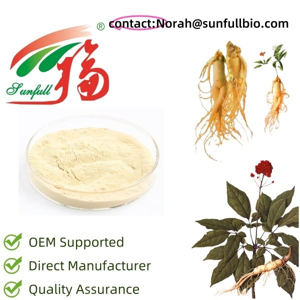 Ginseng-Extrakt Produktspezifikation 10~30% Ginsenoside durch UV 15% 20% Ginsenoside durch HPLC 80% Ginsenoside durch UV ((Stamm & Blätter) Ginseng Gerade Pulver Verschiedene Spezifikationen von Ginseng-Extrakten sind verfügbar